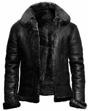 Men's Outdoor Vintage Thick Fleece PU Jacket